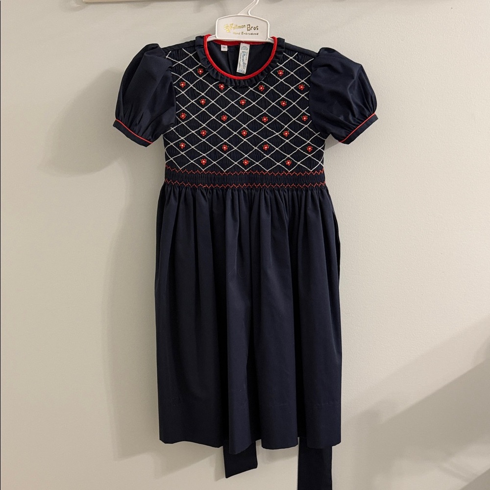 Feltman Bros Navy Blue Girks Dress with Red Accents